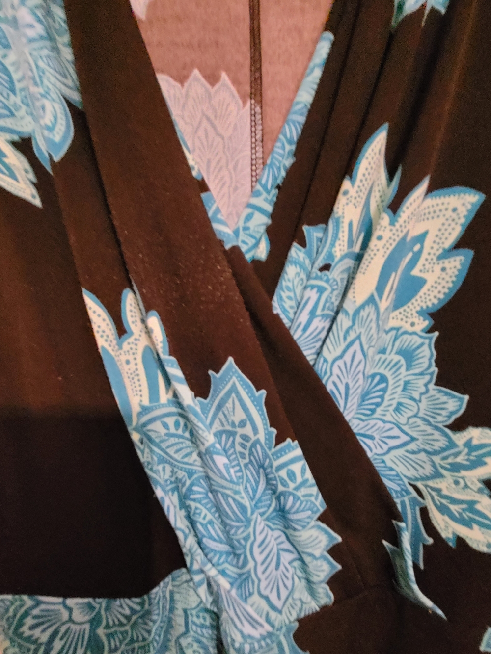 New York & Company Black Maxi Dress with Teal Floral Print - Picture 4 of 8